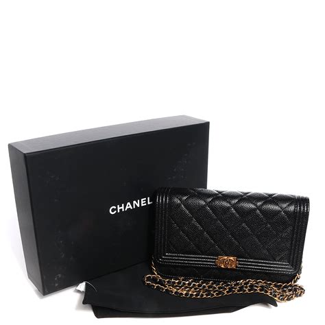 chanel boy clutch caviar|CHANEL Caviar Quilted Boy Wallet On Chain WOC Black.